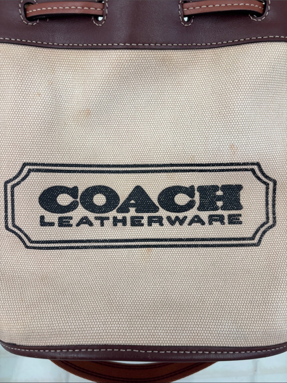 Coach Beige Canvas and Brown Leather Bucket Shoulder Bag w/crossbody strap - Picture 2 of 14